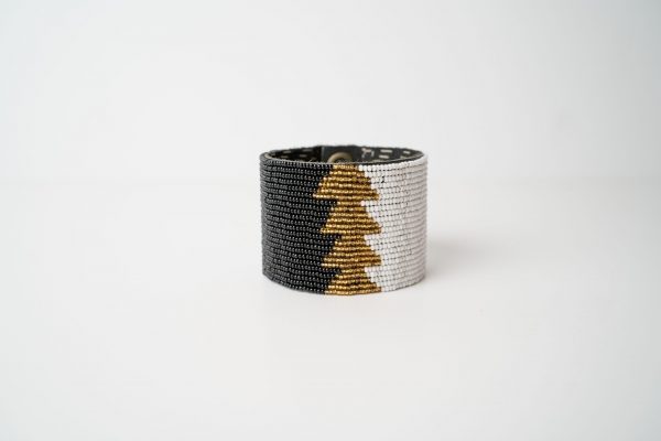 Brazalete Olkimatare Ancho, blanco, negro y dorado